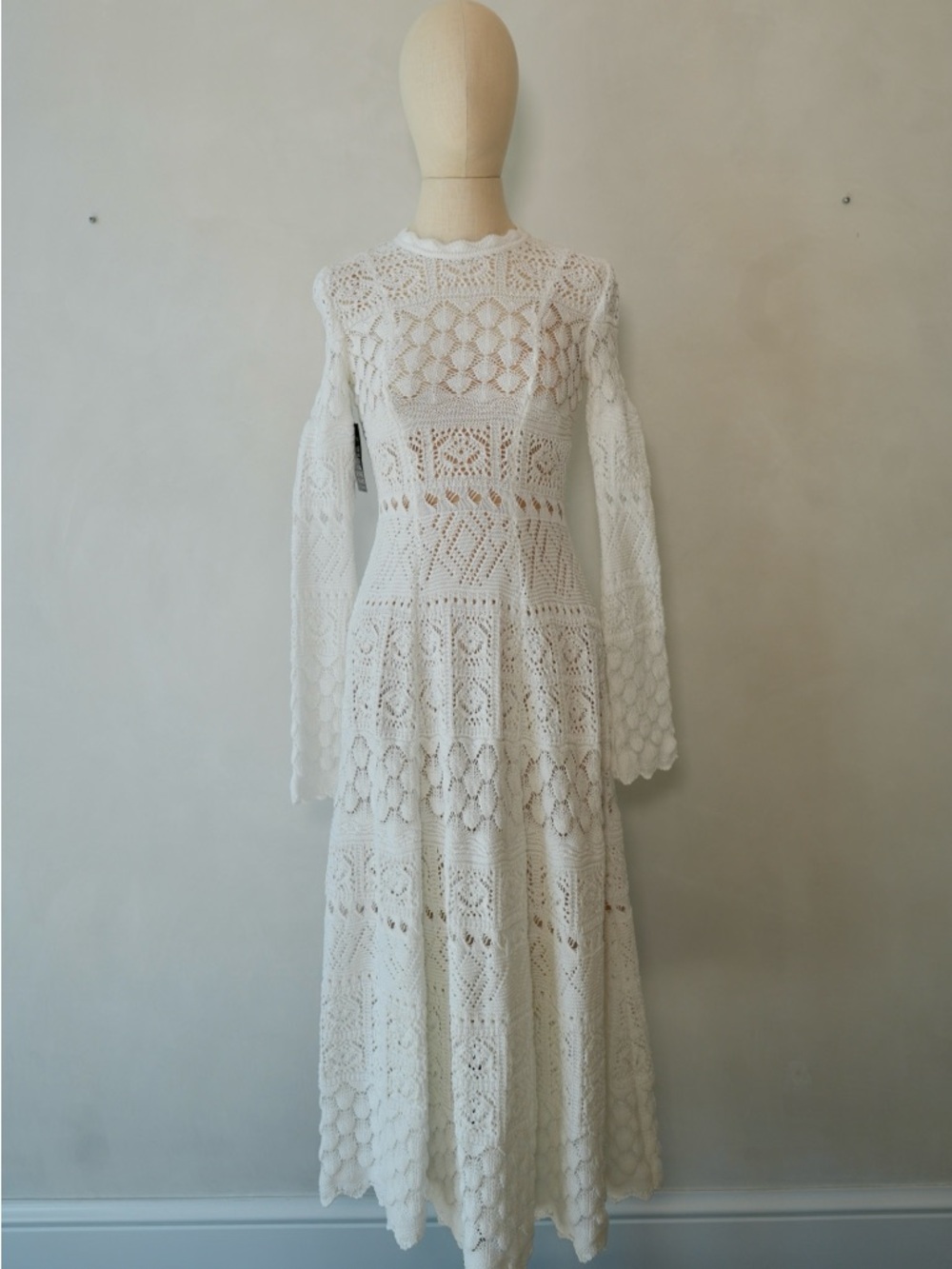 Carolina Herrera White Crochet Maxi Dress
